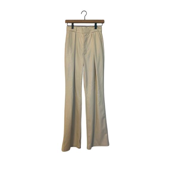 Mother High Waisted Egret Tunnel Vision Pleated Prep Faux Leather Pants - Picture 2 of 7